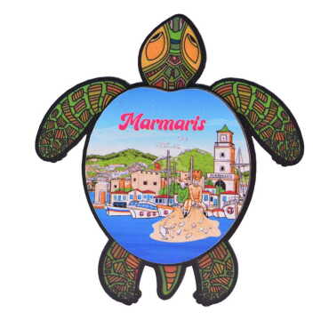 Toptan Marmaris Temalı 3D Resimli Ahşap Magnet - 22