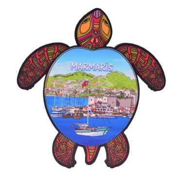 Toptan Marmaris Temalı 3D Resimli Ahşap Magnet - 24