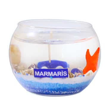 Marmaris Themed Large Round Glass Cup Gel Candle
