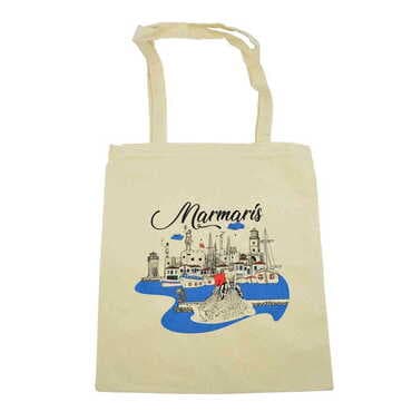 Marmaris Themed Customised Colorful Shopping Tote Bag 450x350 mm