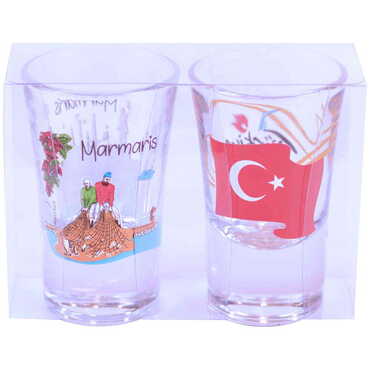 Marmaris Themed Shot Glass Set of 2 Pcs - 12