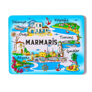 Marmaris Themed Embossed PVC Refrigerator Magnet 70x90 mm