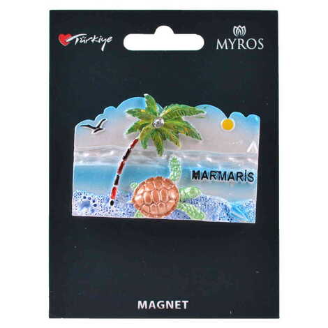 Toptan Marmaris Temalı Kartonetli Taşlı ve Sedefli Polyester Magnet