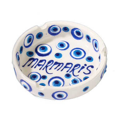 Marmaris Themed Small Pasabahce Ashtray with Evil Eye Design - Standart - 2