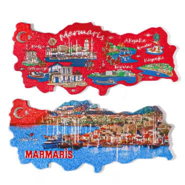 Marmaris Themed Metallic Map Refrigerator Magnet - 2