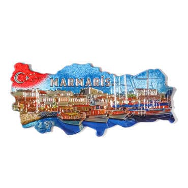 Marmaris Themed Metallic Map Refrigerator Magnet - 4