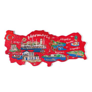Marmaris Themed Metallic Map Refrigerator Magnet - 5