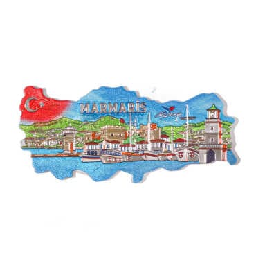 Marmaris Themed Metallic Map Refrigerator Magnet - 6