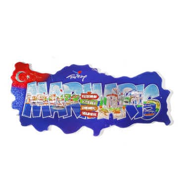 Marmaris Themed Metallic Map Refrigerator Magnet - 8