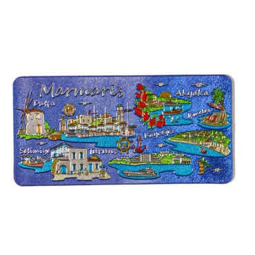Marmaris Themed Metallic Refrigerator Magnet 50x100 mm