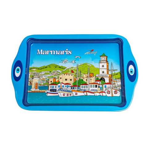 Marmaris Temalı Mini Metal Tepsi (25*16 Cm) Çift Yön Baskılı - 1