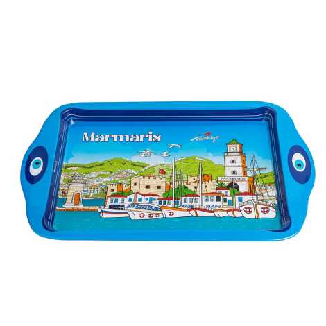 Marmaris Temalı Mini Metal Tepsi (25*16 Cm) Çift Yön Baskılı - 2