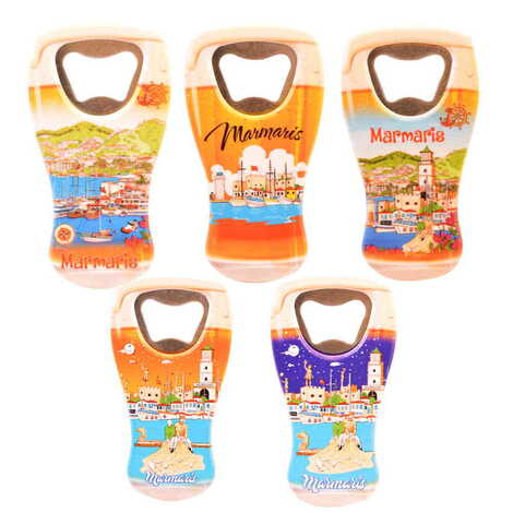 Toptan Marmaris Temalı Myros Bira Bardağı Açacak Magnet 52x97 mm - 3