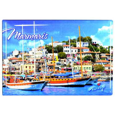 Toptan Marmaris Temalı Myros Dikdörtgen Magnet 80x55 mm - Thumbnail