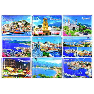 Marmaris Themed Epoxy Dome Rectangle Souvenir Fridge Magnet 80x55 cm - 3