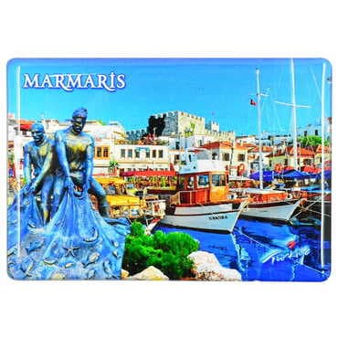 Marmaris Themed Epoxy Dome Rectangle Souvenir Fridge Magnet 80x55 cm - 4