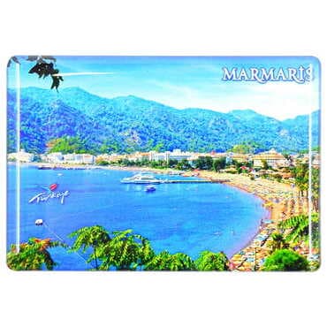 Marmaris Themed Epoxy Dome Rectangle Souvenir Fridge Magnet 80x55 cm - 5
