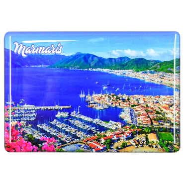 Marmaris Themed Epoxy Dome Rectangle Souvenir Fridge Magnet 80x55 cm - 6