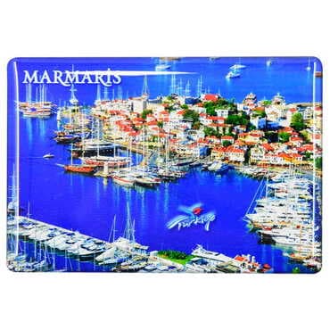 Marmaris Themed Epoxy Dome Rectangle Souvenir Fridge Magnet 80x55 cm - 7