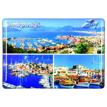 Marmaris Themed Epoxy Dome Rectangle Souvenir Fridge Magnet 80x55 cm - 8