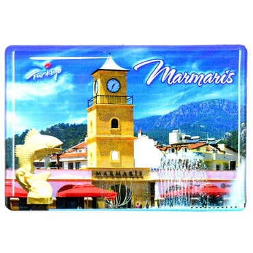 Marmaris Themed Epoxy Dome Rectangle Souvenir Fridge Magnet 80x55 cm - 10