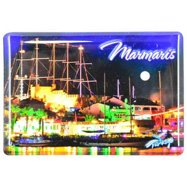 Marmaris Themed Epoxy Dome Rectangle Souvenir Fridge Magnet 80x55 cm - 12