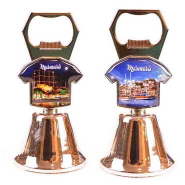 Marmaris Themed Collectible Souvenir Double Face Metal Bell With Opener 44x94 mm - 2