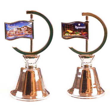 Toptan Marmaris Temalı Myros Metal Altın Renk Bayrak Çan - 2