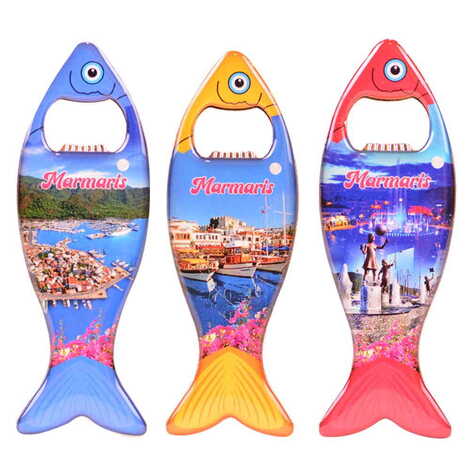 Toptan Marmaris Temalı Myros Metal Balık Açacak Magnet 120x43 mm - 3