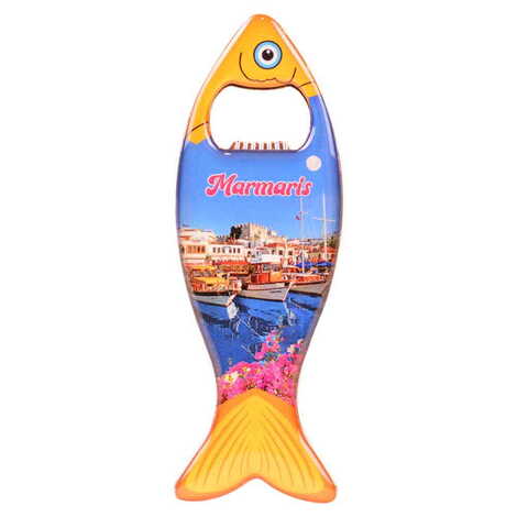 Toptan Marmaris Temalı Myros Metal Balık Açacak Magnet 120x43 mm - 4