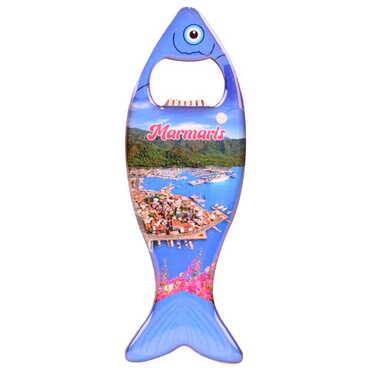 Toptan Marmaris Temalı Myros Metal Balık Açacak Magnet 120x43 mm - 6