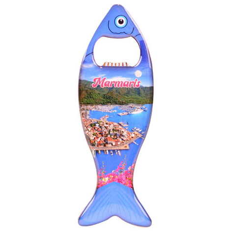 Toptan Marmaris Temalı Myros Metal Balık Açacak Magnet 120x43 mm - 6