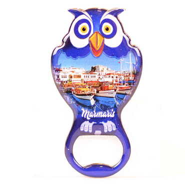 Toptan Marmaris Temalı Myros Metal Baykuş Açacak Magnet 88x47 mm - 6
