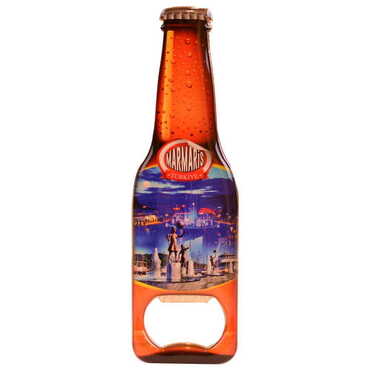 Marmaris Themed Beer Bottle Shaped Metal Magnetic Bottle Opener 130x39 mm