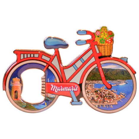 Toptan Marmaris Temalı Myros Metal Bisiklet Açacak Magnet 100x65 mm - 8
