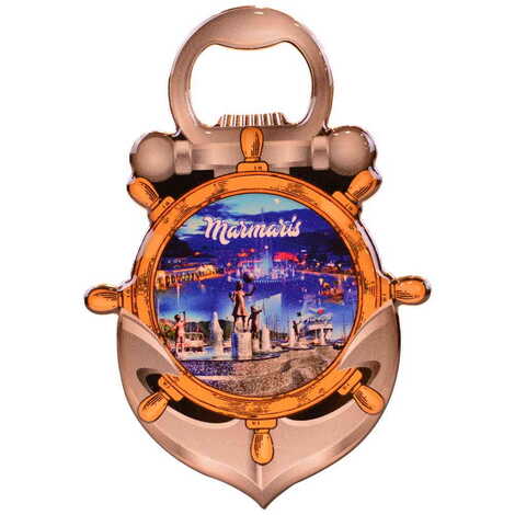 Toptan Marmaris Temalı Myros Metal Çapa Açacak Magnet 105x72 mm - 4