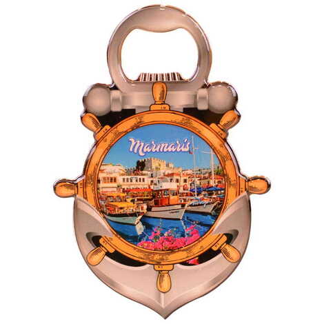 Toptan Marmaris Temalı Myros Metal Çapa Açacak Magnet 105x72 mm - 5