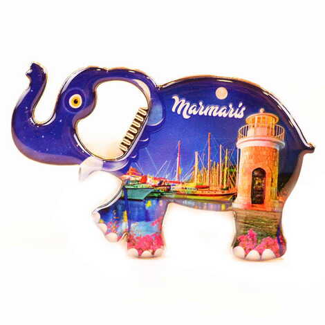 Toptan Marmaris Temalı Myros Metal Fil Açacak Magnet 98x61 mm - 1