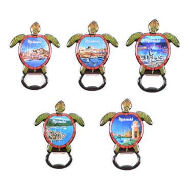 Marmaris Themed Turtle Shaped Metal Magnetic Bottle Opener 103x75 mm - 3