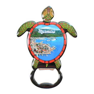 Marmaris Themed Turtle Shaped Metal Magnetic Bottle Opener 103x75 mm - 4