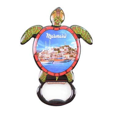 Marmaris Themed Turtle Shaped Metal Magnetic Bottle Opener 103x75 mm - 8