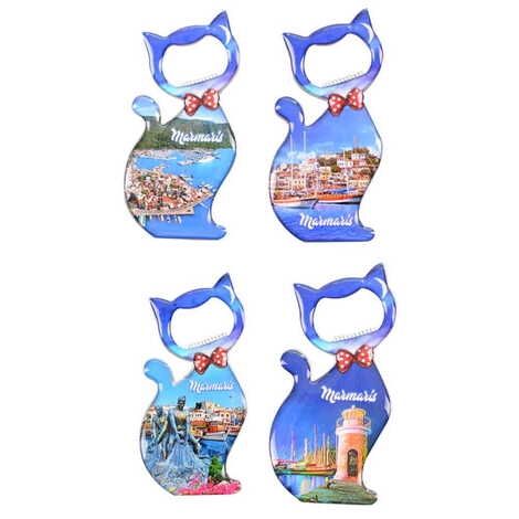 Toptan Marmaris Temalı Myros Metal Kedi Açacak Magnet 97x48 mm - 3