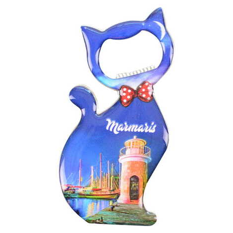 Toptan Marmaris Temalı Myros Metal Kedi Açacak Magnet 97x48 mm - 4