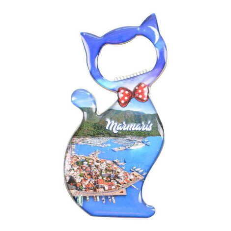 Toptan Marmaris Temalı Myros Metal Kedi Açacak Magnet 97x48 mm - 6