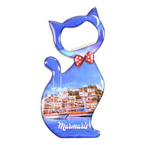 Toptan Marmaris Temalı Myros Metal Kedi Açacak Magnet 97x48 mm - 7
