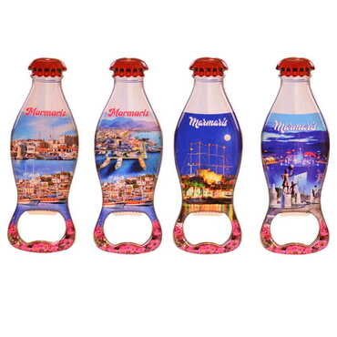 Marmaris Themed Coke Bottle Shaped Metal Magnetic Bottle Opener 120x41 mm - 3