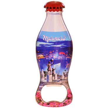 Marmaris Themed Coke Bottle Shaped Metal Magnetic Bottle Opener 120x41 mm - 6