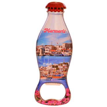 Marmaris Themed Coke Bottle Shaped Metal Magnetic Bottle Opener 120x41 mm - 7