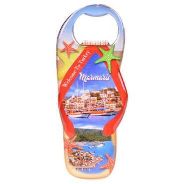 Marmaris Themed Slipper Shaped Metal Magnetic Bottle Opener 110x45 mm - 5