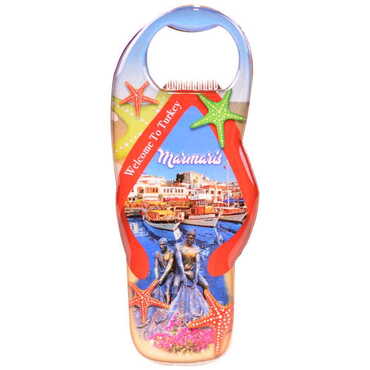 Marmaris Themed Slipper Shaped Metal Magnetic Bottle Opener 110x45 mm - 7